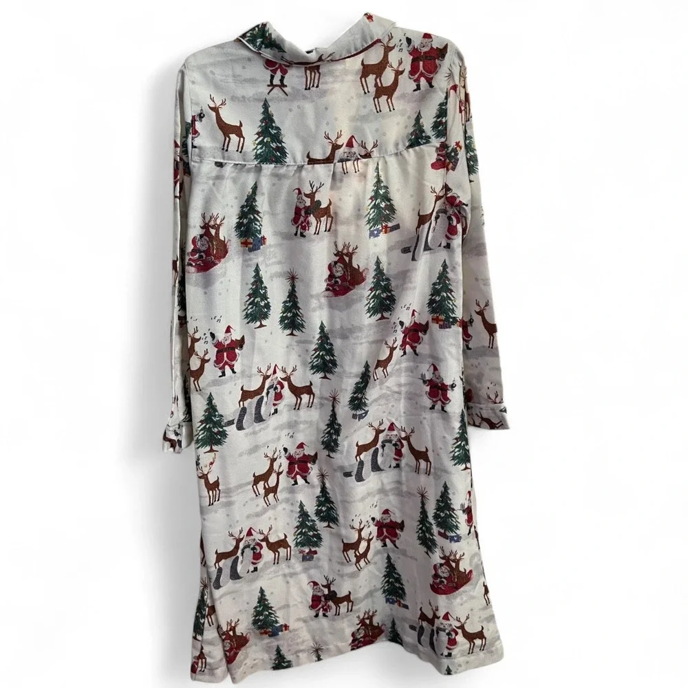 Pottery Barn Kids Christmas Nightgown Size 10 Santa Reindeer Tree Holiday Pajama